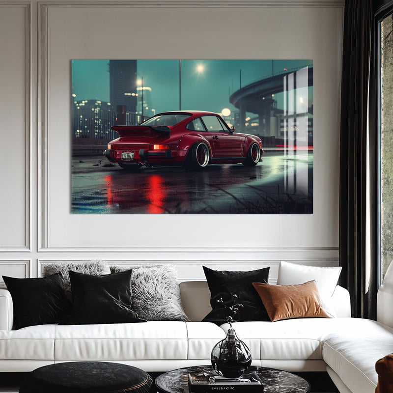 Artronauts Glass Print Red Classic Sports Car-Tempered Glass Wall Art