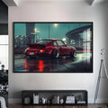 Artronauts Glass Print S | 72x46 cm | 28.3"x18.1" / Black Red Classic Sports Car-Tempered Glass Wall Art