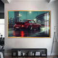 Artronauts Glass Print S | 72x46 cm | 28.3"x18.1" / Gold Red Classic Sports Car-Tempered Glass Wall Art