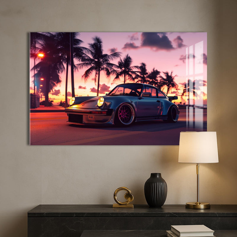 Artronauts Glass Print Retro Sports Car-Tempered Glass Wall Art