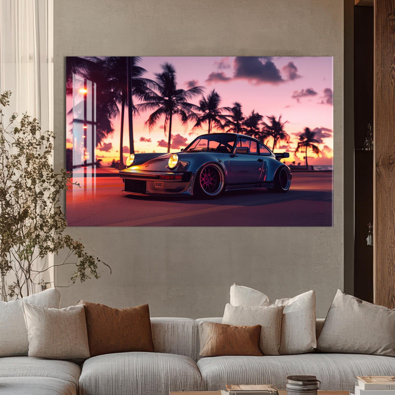 Artronauts Glass Print Retro Sports Car-Tempered Glass Wall Art