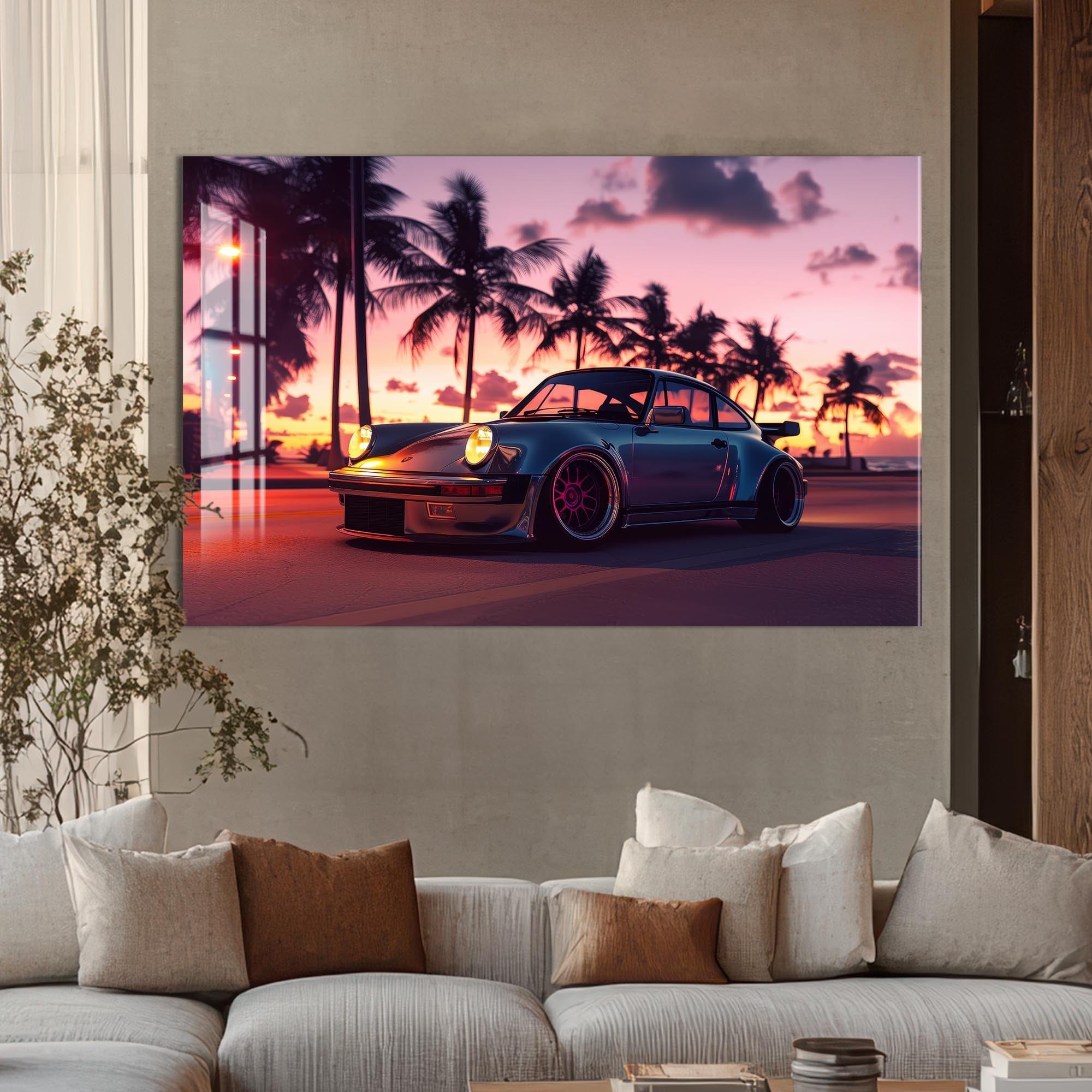Artronauts Glass Print Retro Sports Car-Tempered Glass Wall Art