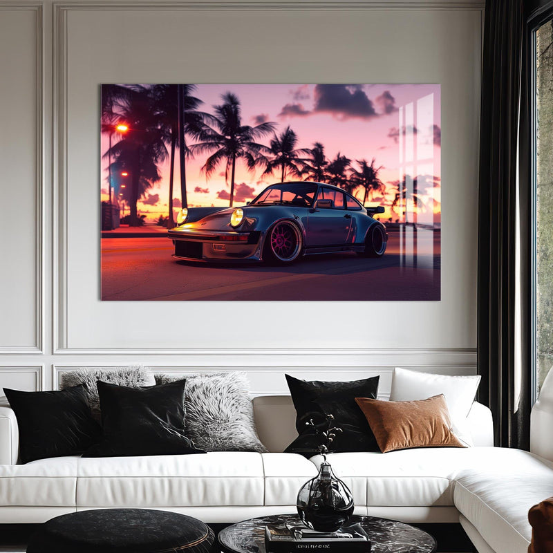 Artronauts Glass Print Retro Sports Car-Tempered Glass Wall Art