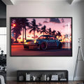 Artronauts Glass Print S | 72x46 cm | 28.3"x18.1" / Black Retro Sports Car-Tempered Glass Wall Art