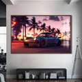 Artronauts Glass Print S | 72x46 cm | 28.3"x18.1" / Walnut Retro Sports Car-Tempered Glass Wall Art