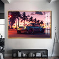 Artronauts Glass Print S | 72x46 cm | 28.3"x18.1" / Gold Retro Sports Car-Tempered Glass Wall Art