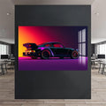 Artronauts Glass Print Neon Styled Classic Sports Car-Tempered Glass Wall Art