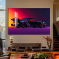 Artronauts Glass Print Neon Styled Classic Sports Car-Tempered Glass Wall Art