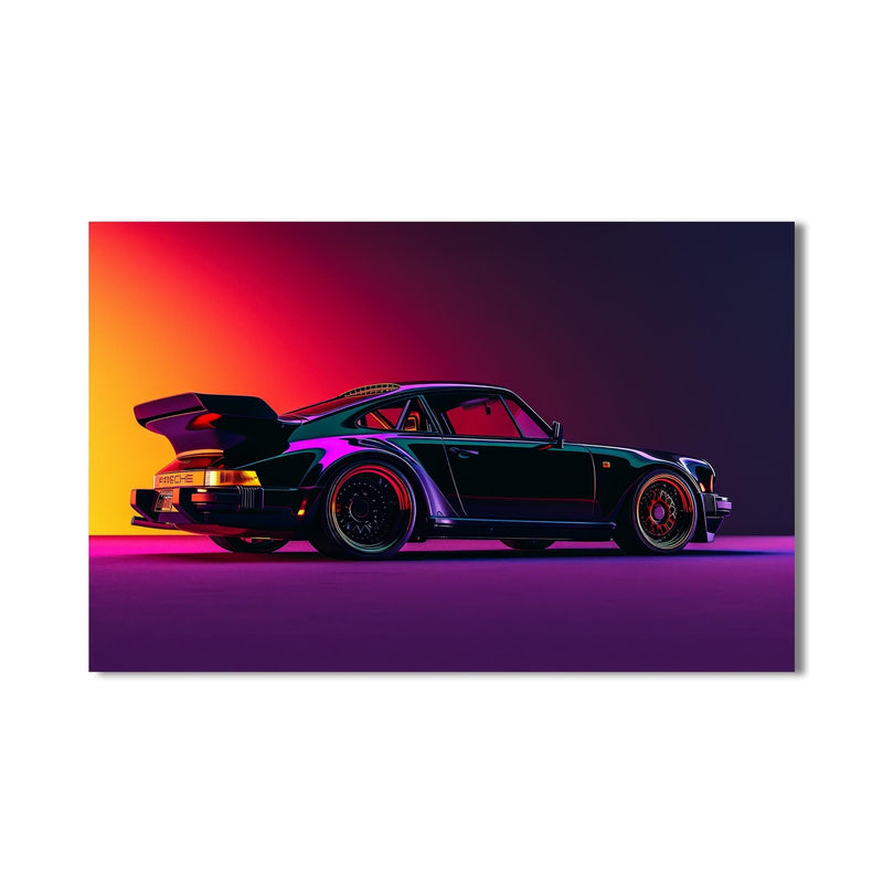 Artronauts Glass Print Neon Styled Classic Sports Car-Tempered Glass Wall Art
