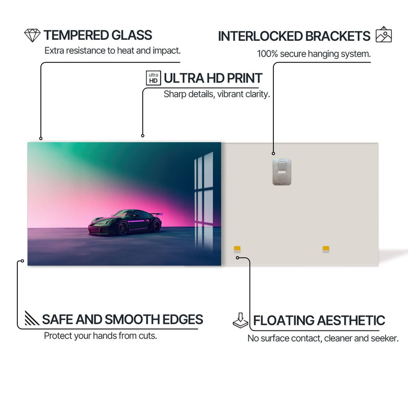 Artronauts Glass Print Minimalist Sports Car-Tempered Glass Wall Art