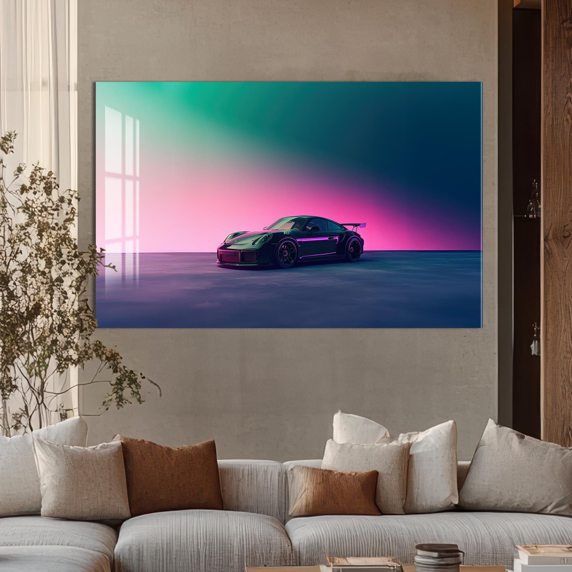 Artronauts Glass Print Minimalist Sports Car-Tempered Glass Wall Art