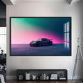 Artronauts Glass Print S | 72x46 cm | 28.3"x18.1" / Black Minimalist Sports Car-Tempered Glass Wall Art