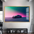 Artronauts Glass Print S | 72x46 cm | 28.3"x18.1" / Gold Minimalist Sports Car-Tempered Glass Wall Art