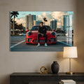 Artronauts Glass Print Red Sports Car-Tempered Glass Wall Art