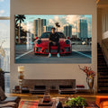 Artronauts Glass Print Red Sports Car-Tempered Glass Wall Art