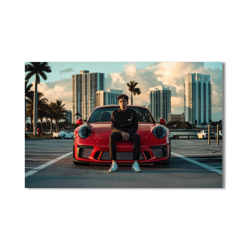Artronauts Glass Print Red Sports Car-Tempered Glass Wall Art