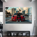 Artronauts Glass Print S | 72x46 cm | 28.3"x18.1" / White Red Sports Car-Tempered Glass Wall Art