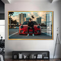 Artronauts Glass Print S | 72x46 cm | 28.3"x18.1" / Gold Red Sports Car-Tempered Glass Wall Art
