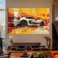 Artronauts Glass Print Yellow Motion – Abstract Sports Car Glass Wall Art