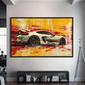 Artronauts Glass Print S | 72x46 cm | 28.3"x18.1" / Black Yellow Motion – Abstract Sports Car Glass Wall Art