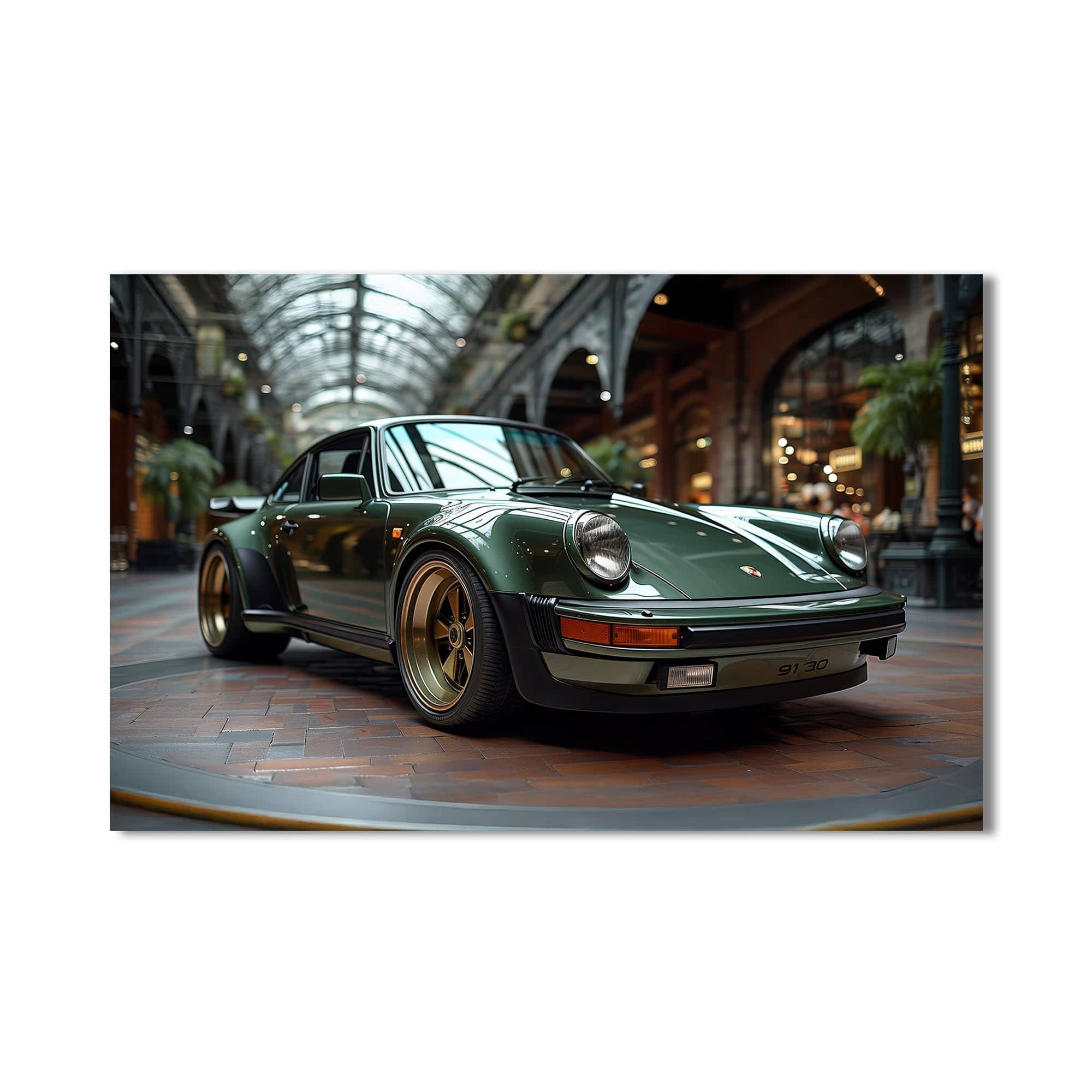 Artronauts Glass Print Green Classic Sports Car-Tempered Glass Wall Art
