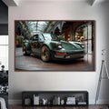 Artronauts Glass Print S | 72x46 cm | 28.3"x18.1" / Walnut Green Classic Sports Car-Tempered Glass Wall Art