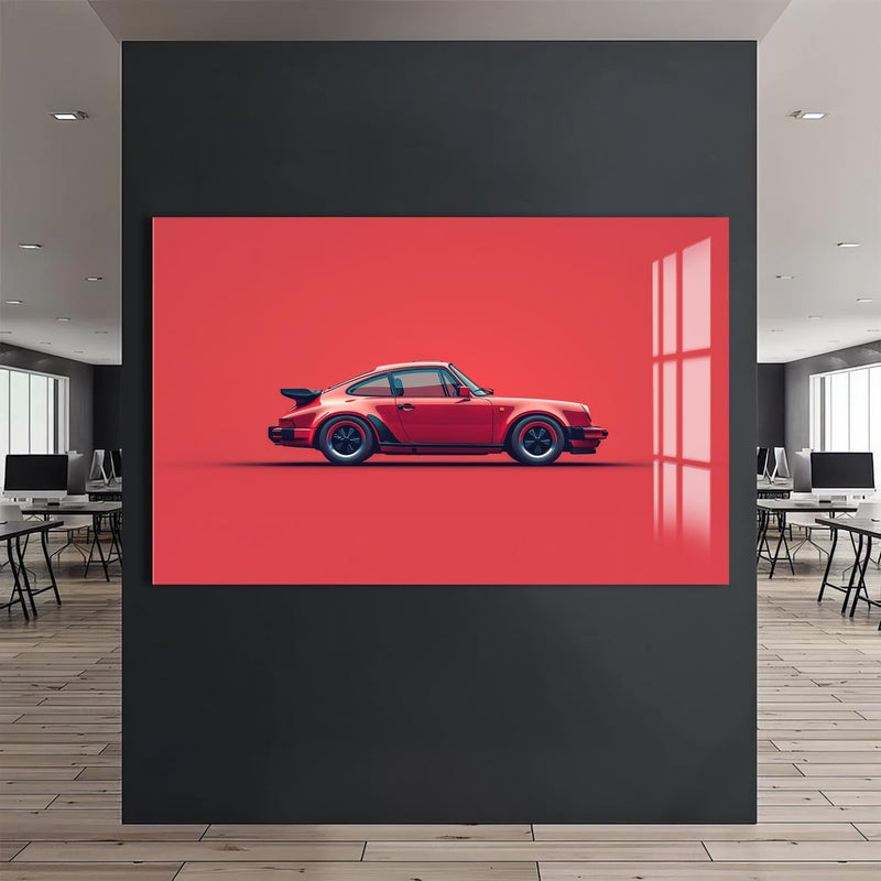 Artronauts Glass Print Red Icon Classic Sports Car-Tempered Glass Wall Art