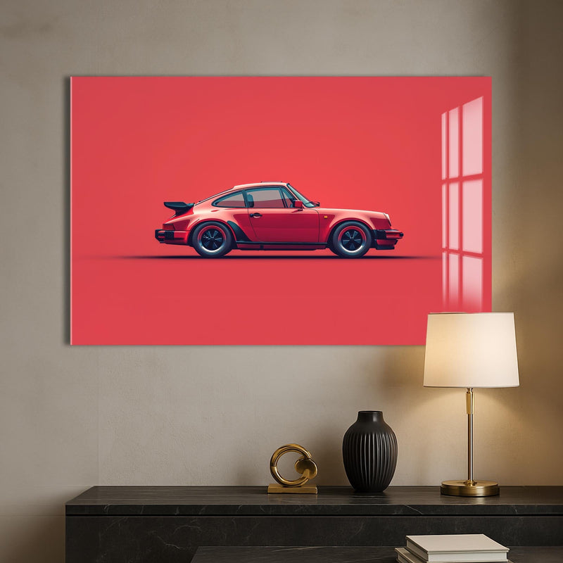Artronauts Glass Print Red Icon Classic Sports Car-Tempered Glass Wall Art