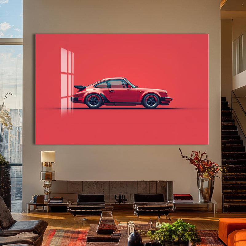 Artronauts Glass Print Red Icon Classic Sports Car-Tempered Glass Wall Art