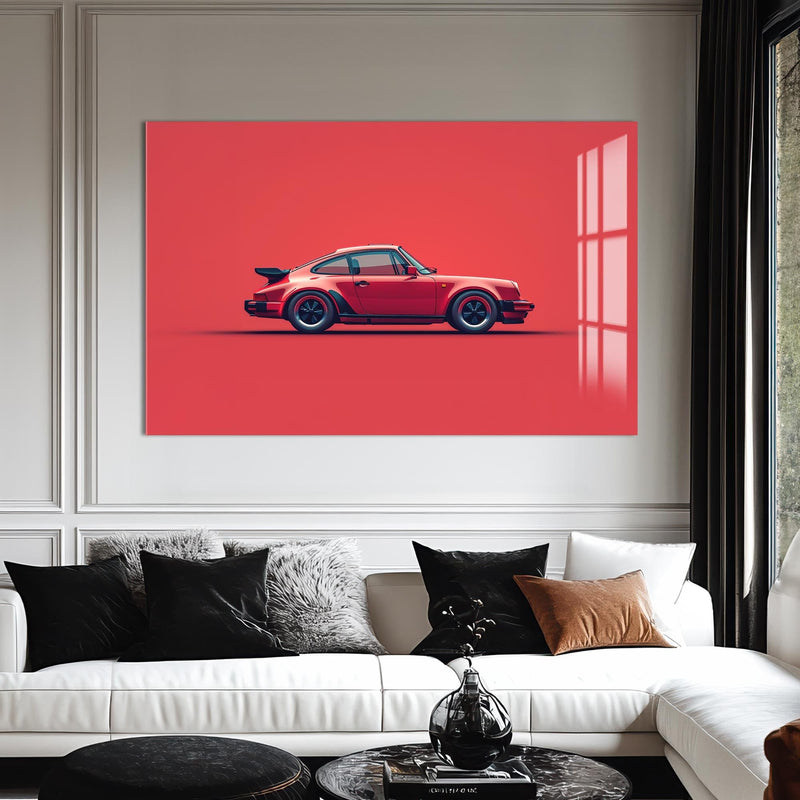 Artronauts Glass Print Red Icon Classic Sports Car-Tempered Glass Wall Art