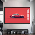 Artronauts Glass Print S | 72x46 cm | 28.3"x18.1" / Black Red Icon Classic Sports Car-Tempered Glass Wall Art