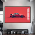 Artronauts Glass Print S | 72x46 cm | 28.3"x18.1" / Walnut Red Icon Classic Sports Car-Tempered Glass Wall Art
