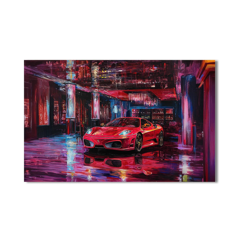 Artronauts Glass Print Luxury Red Supercar – Modern Automotive Glass Art