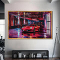 Artronauts Glass Print S | 72x46 cm | 28.3"x18.1" / Gold Luxury Red Supercar – Modern Automotive Glass Art