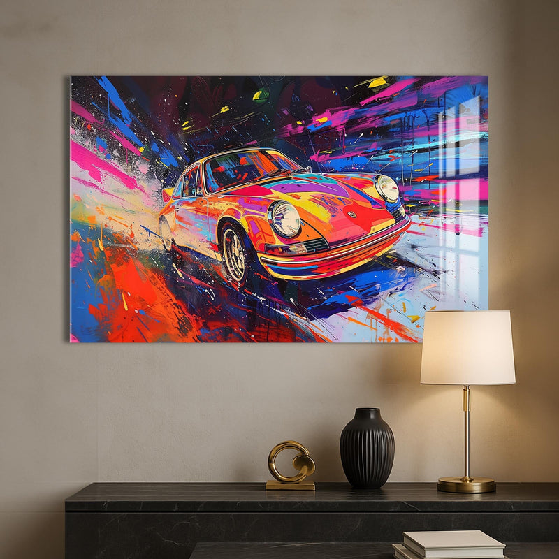 Artronauts Glass Print Colour Burst Classic – Retro Car Glass Wall Art