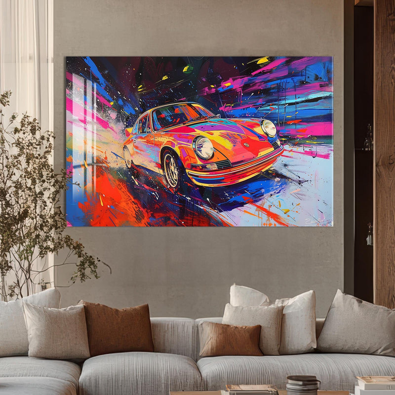Artronauts Glass Print Colour Burst Classic – Retro Car Glass Wall Art