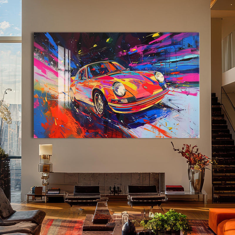 Artronauts Glass Print Colour Burst Classic – Retro Car Glass Wall Art