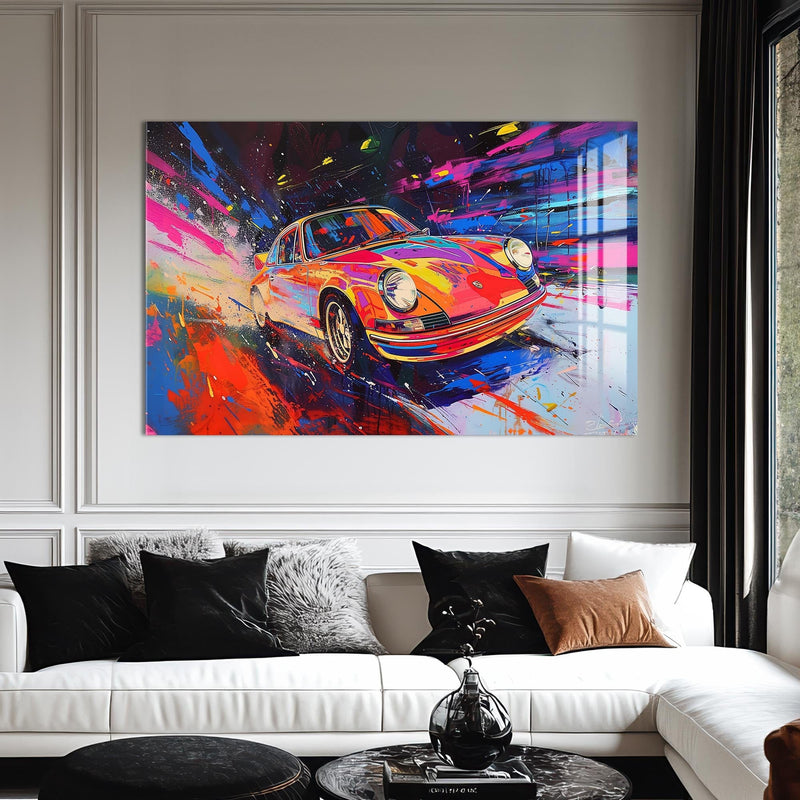Artronauts Glass Print Colour Burst Classic – Retro Car Glass Wall Art