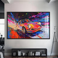 Artronauts Glass Print S | 72x46 cm | 28.3"x18.1" / Black Colour Burst Classic – Retro Car Glass Wall Art