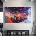 Artronauts Glass Print S | 72x46 cm | 28.3"x18.1" / White Colour Burst Classic – Retro Car Glass Wall Art
