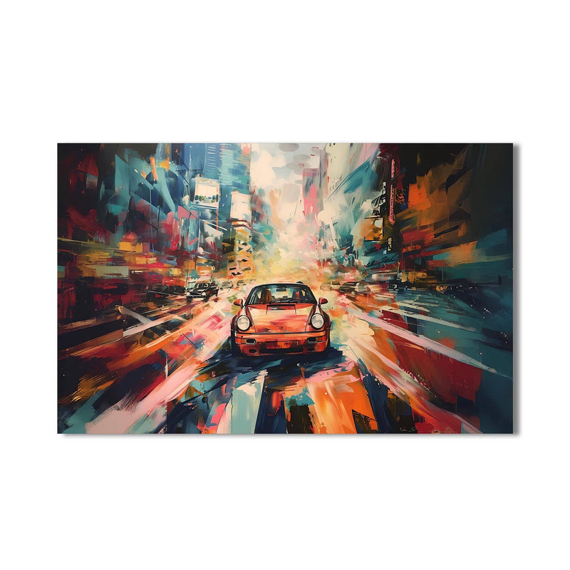 Artronauts Glass Print Urban Motion Drive – Abstract City Car Glass Art