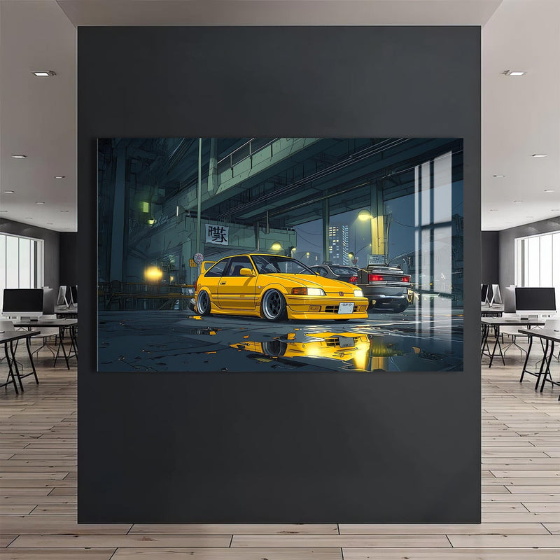 Artronauts Glass Print Night Street Racer–Japanese Car Glass Wall Art