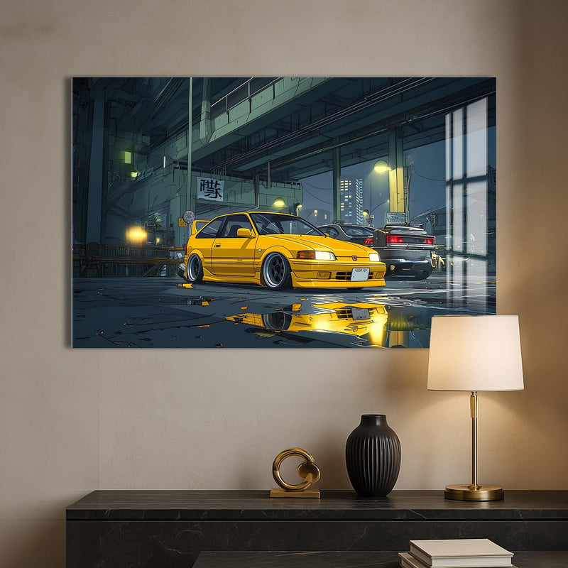 Artronauts Glass Print Night Street Racer–Japanese Car Glass Wall Art