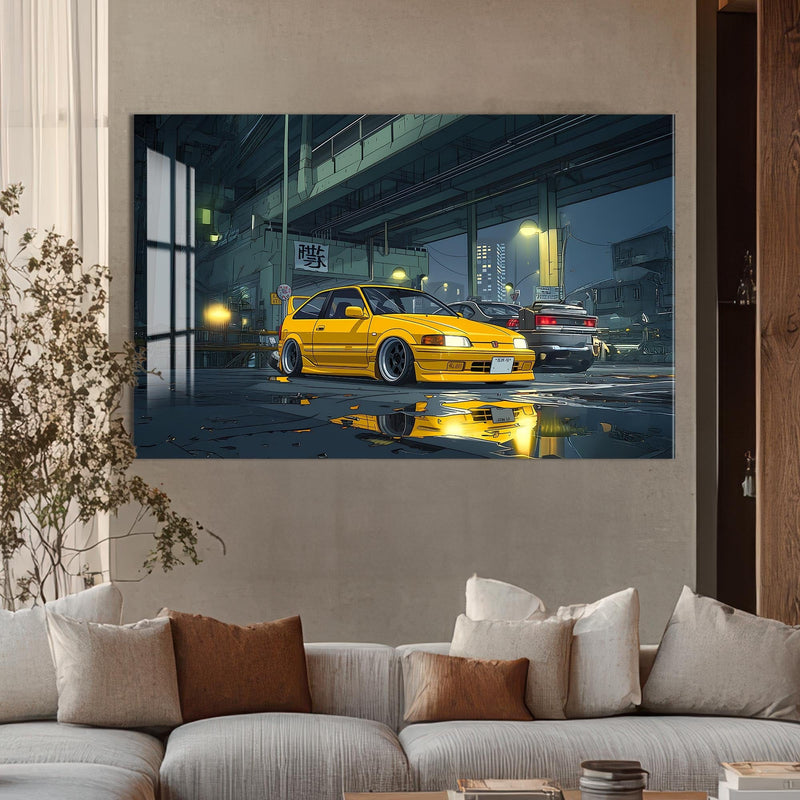 Artronauts Glass Print Night Street Racer–Japanese Car Glass Wall Art