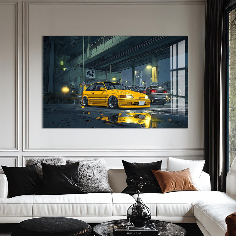 Artronauts Glass Print Night Street Racer–Japanese Car Glass Wall Art