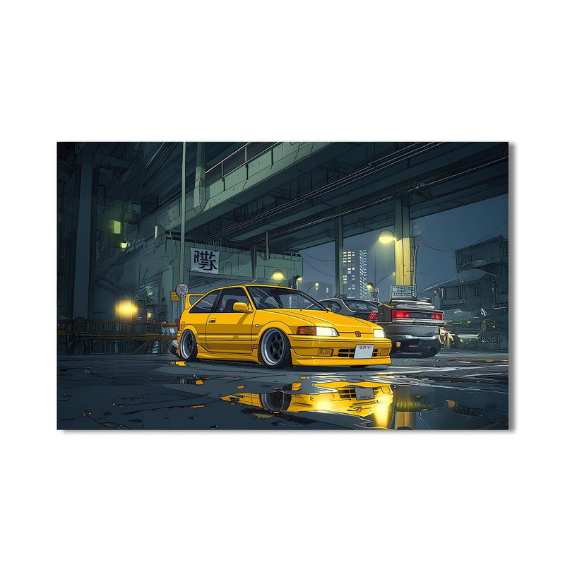 Artronauts Glass Print Night Street Racer–Japanese Car Glass Wall Art