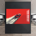 Artronauts Glass Print Minimal Red Drift – Modern Car Glass Wall Art