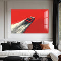 Artronauts Glass Print Minimal Red Drift – Modern Car Glass Wall Art