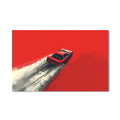 Artronauts Glass Print Minimal Red Drift – Modern Car Glass Wall Art
