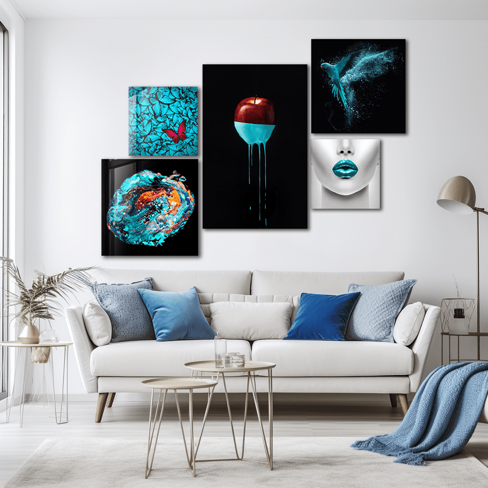 Artronauts Glass Print Shades of Blue - Collage